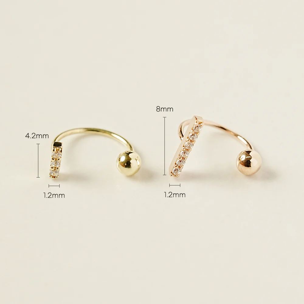 14K Gold Cubic Stick Curve Piercing 20G - Image 4