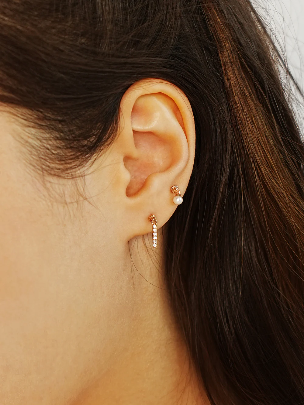 14K Gold Cubic Stick Drop Cartilage Earring 20G - Image 7