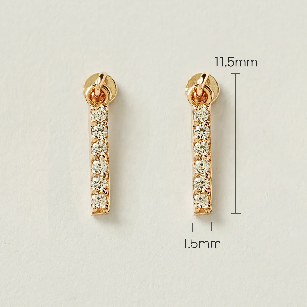 14K Gold Cubic Stick Drop Internally Threaded Labret Piercing 20G18G16G - Image 7