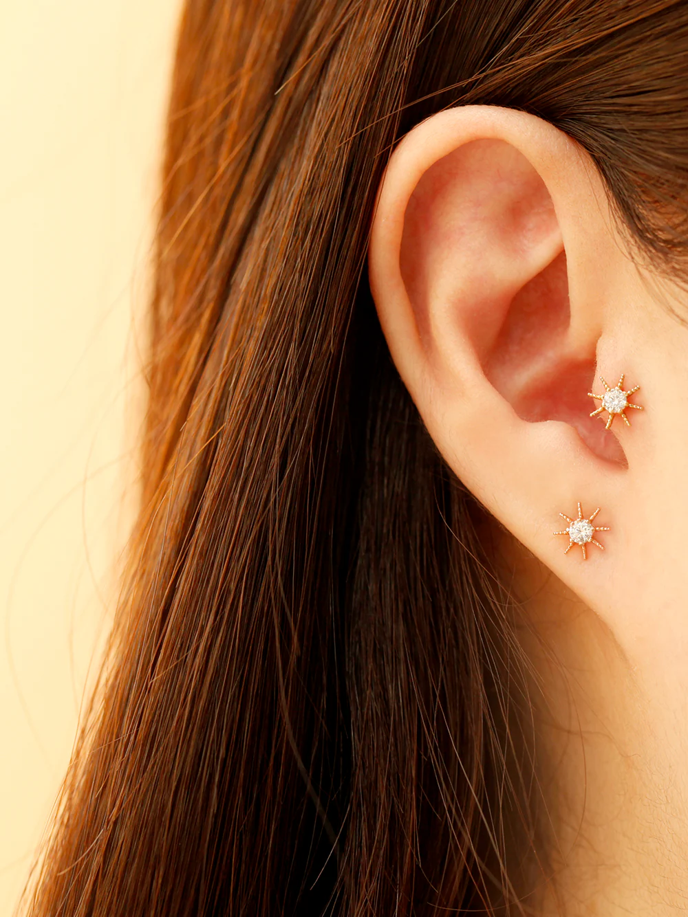 14K Gold Cubic Sunflower Cartilage Earring 20G18G16G - Image 6