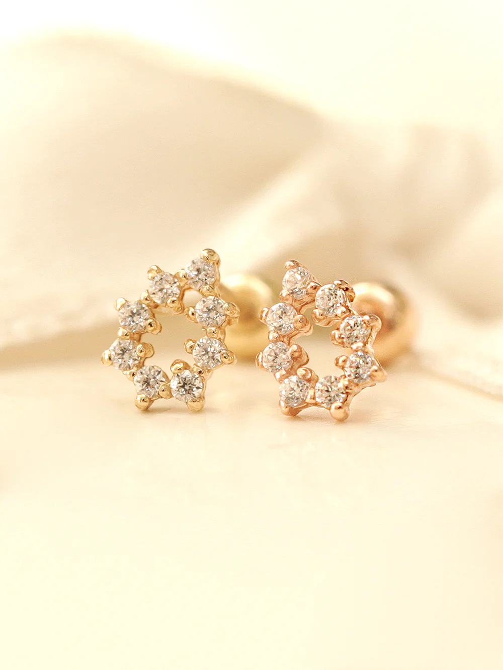 14K Gold Cubic Tear Drop Cartilage Earring 20G18G16G - Image 4