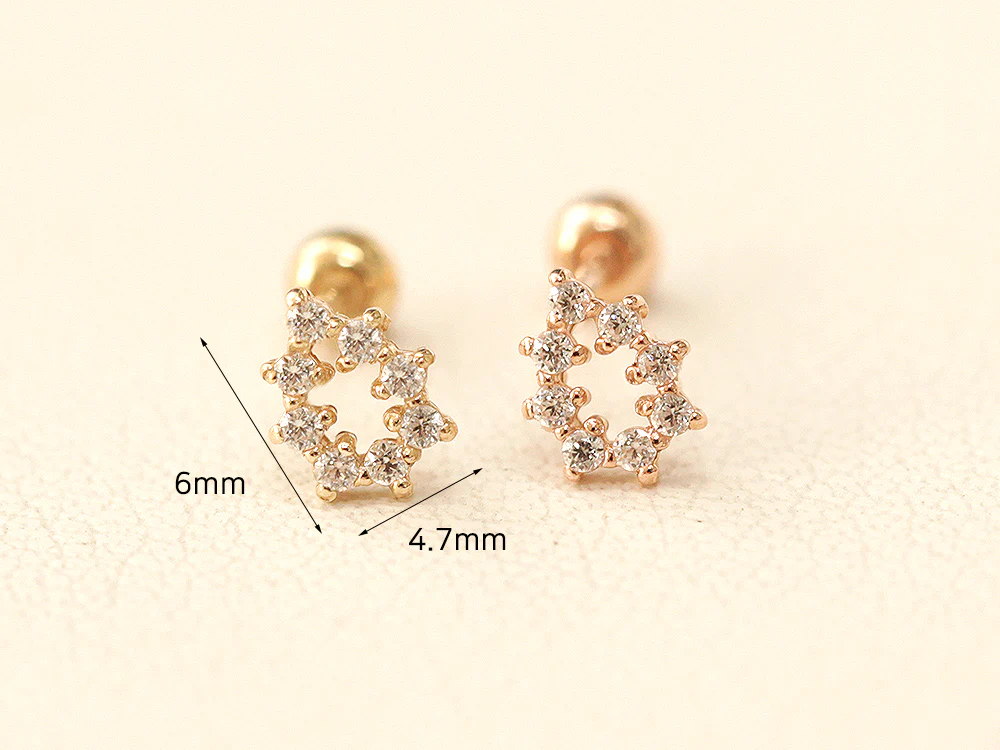 14K Gold Cubic Tear Drop Cartilage Earring 20G18G16G - Image 9