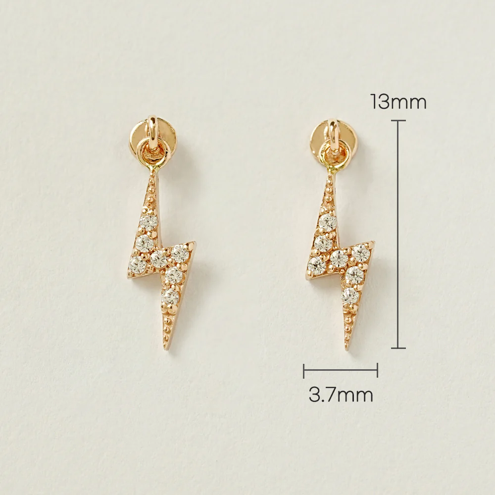 14K Gold Cubic Thunder Drop Internally Threaded Labret Piercing 20G18G16G - Image 7