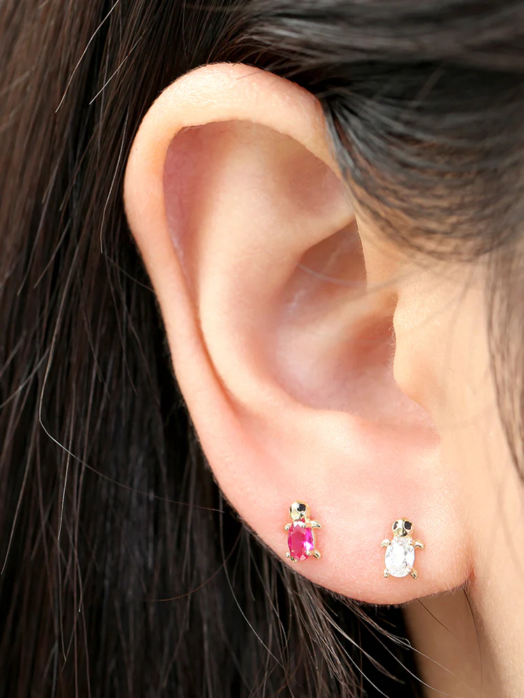 14K Gold Cubic Turtle Cartilage Earring 20G - Image 7