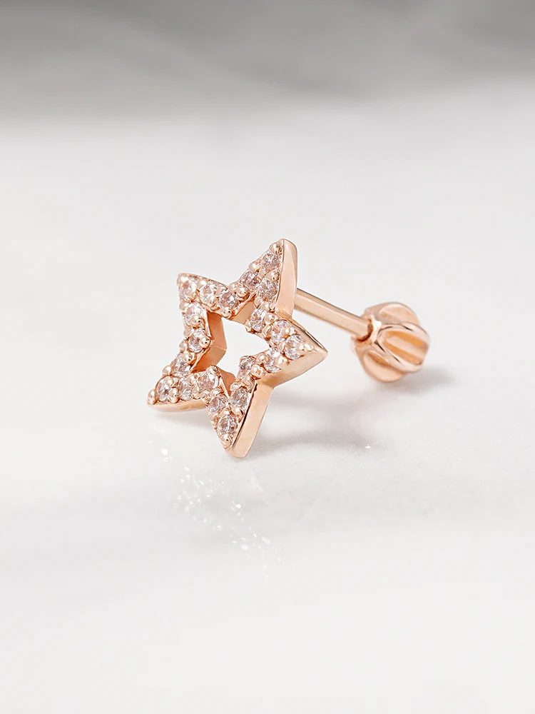 14K Gold Cubic Twinkle Star Cartilage Earring 18G16G - Image 11