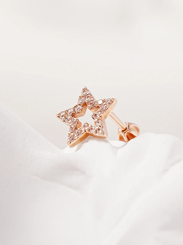 14K Gold Cubic Twinkle Star Cartilage Earring 18G16G - Image 12