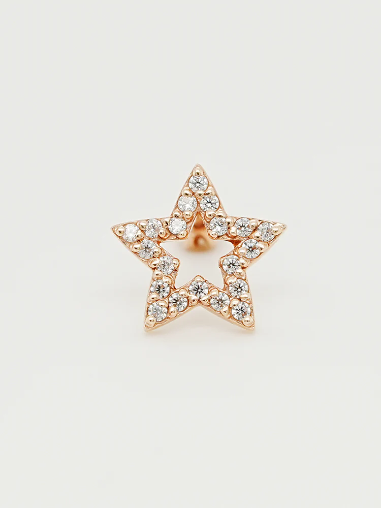14K Gold Cubic Twinkle Star Cartilage Earring 18G16G - Image 13