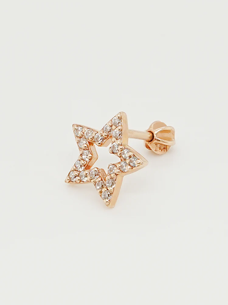 14K Gold Cubic Twinkle Star Cartilage Earring 18G16G - Image 14