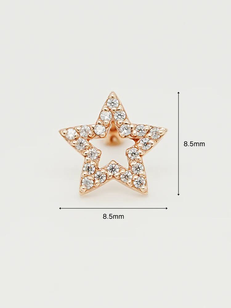 14K Gold Cubic Twinkle Star Cartilage Earring 18G16G - Image 16