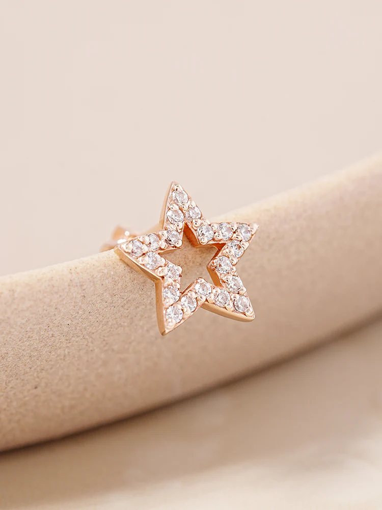 14K Gold Cubic Twinkle Star Cartilage Earring 18G16G - Image 3