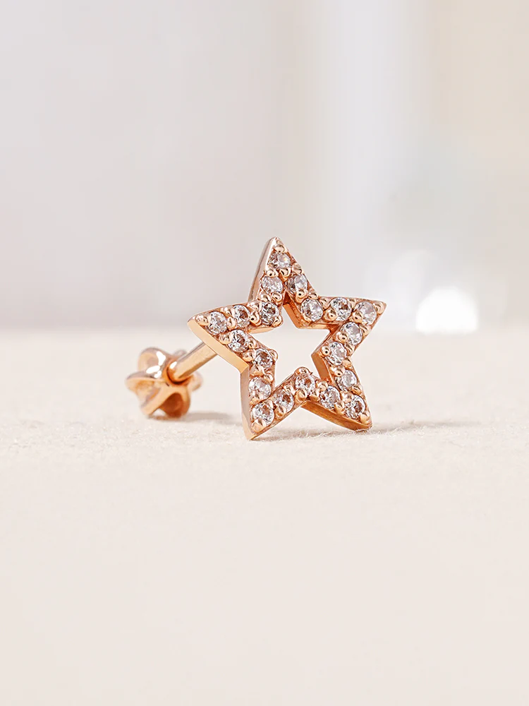 14K Gold Cubic Twinkle Star Cartilage Earring 18G16G - Image 5