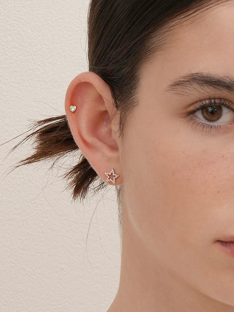 14K Gold Cubic Twinkle Star Cartilage Earring 18G16G - Image 8