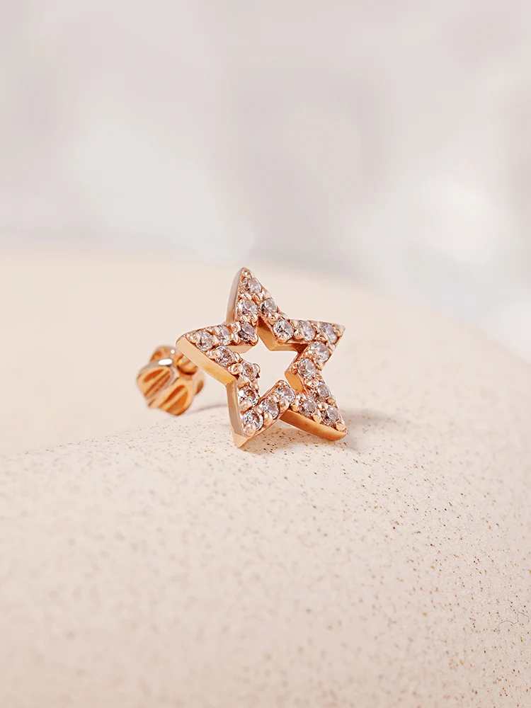 14K Gold Cubic Twinkle Star Cartilage Earring 18G16G - Image 9
