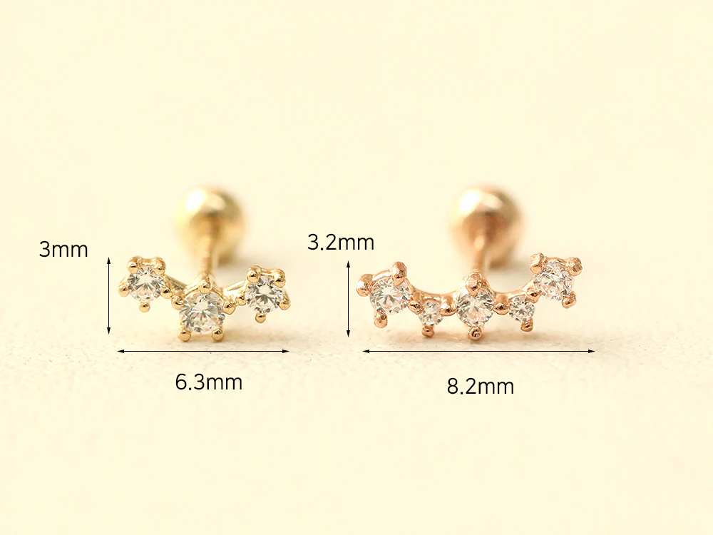 14K Gold Curve Cubic Cartilage Earring 20G - Image 10