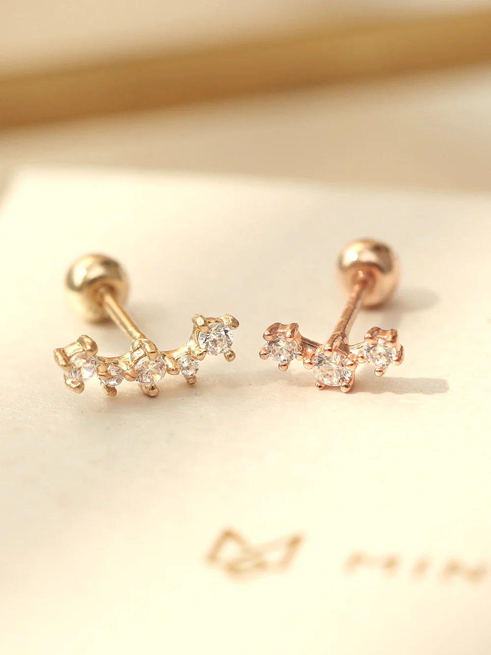 14K Gold Curve Cubic Cartilage Earring 20G - Image 5