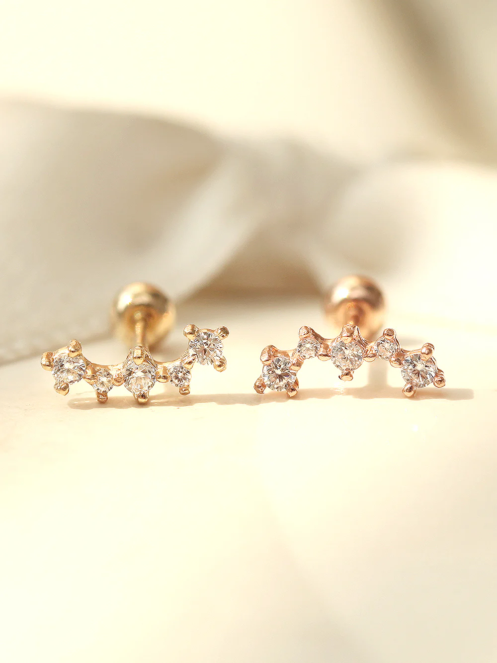 14K Gold Curve Cubic Cartilage Earring 20G - Image 8