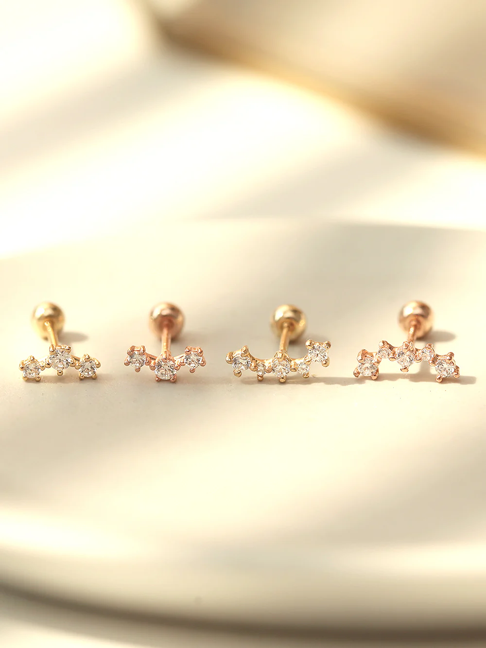 14K Gold Curve Cubic Cartilage Earring 20G - Image 9