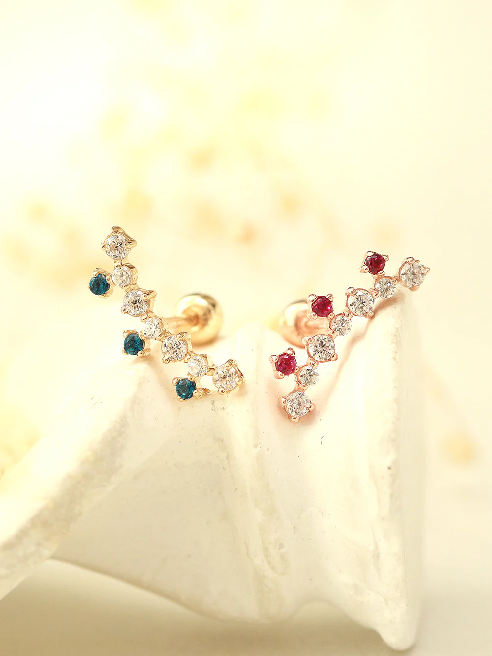 14K Gold Crown Short Curve Cubic Cartilage Earring 20G18G16G - Image 5