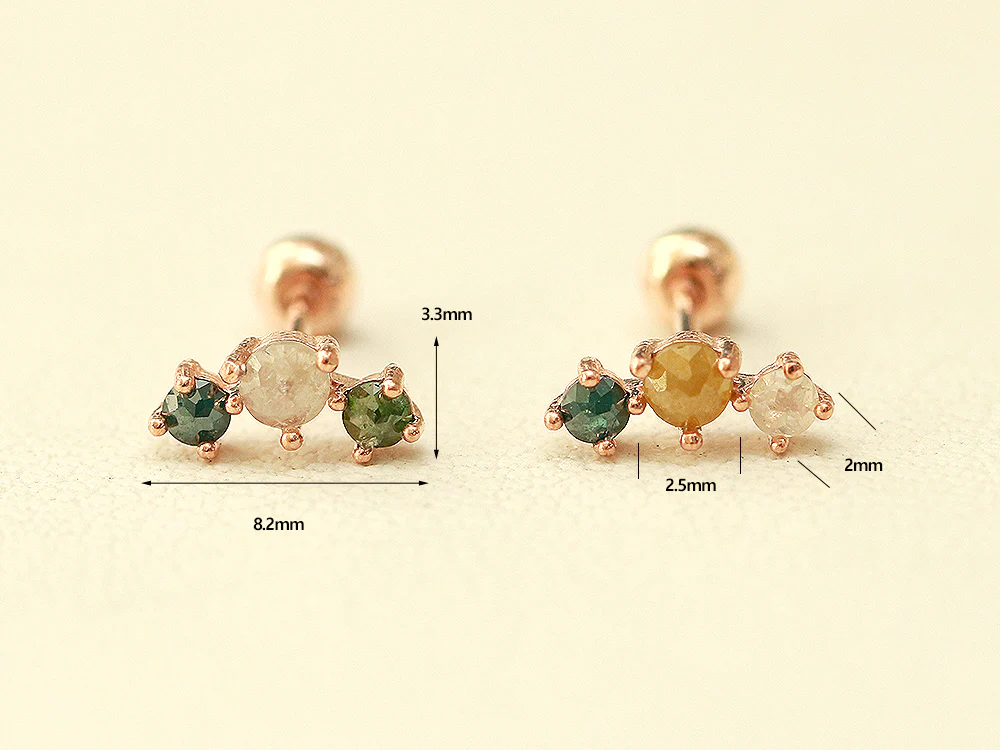 14K Gold Curve Rough Diamond Cartilage Earring 20G - Image 10