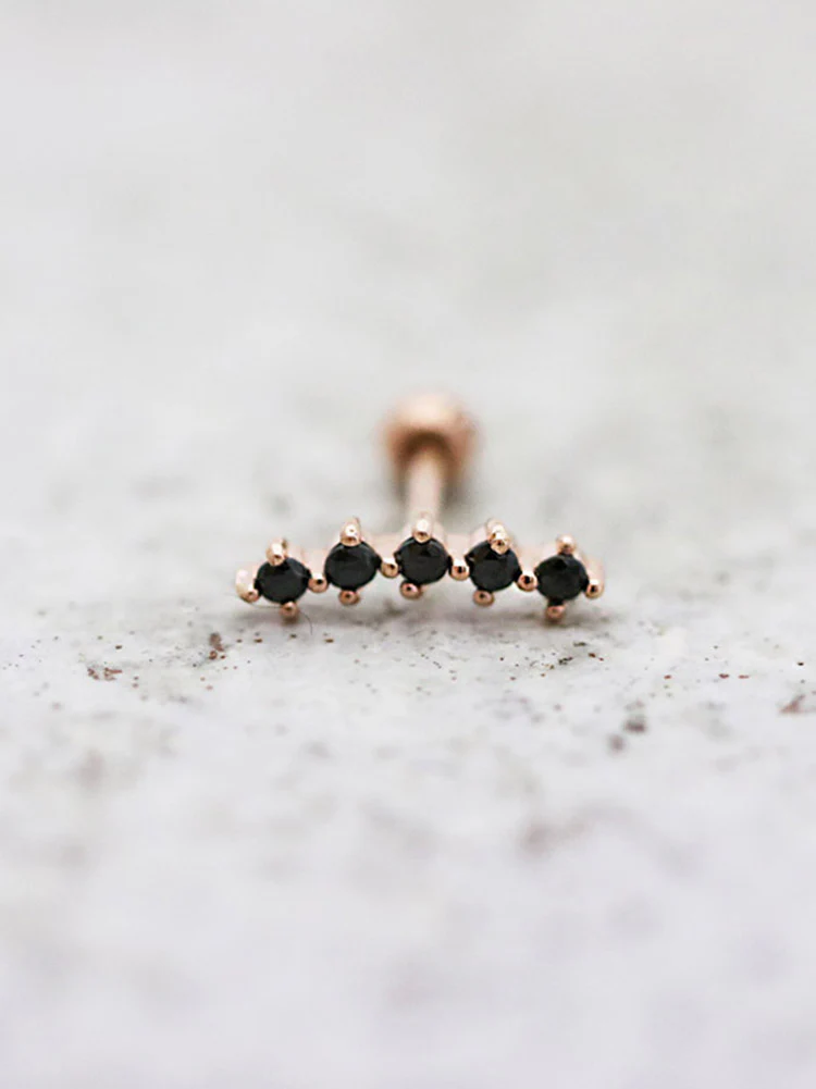14K Gold Curved CZ Cartilage Earring 18G16G - Image 4