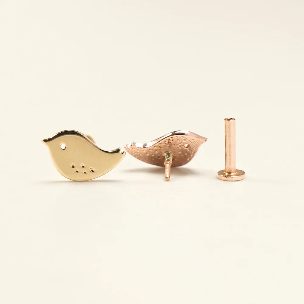 14K Gold Cutie Bird Internally Threaded Labret Piercing 18G16G - Image 17