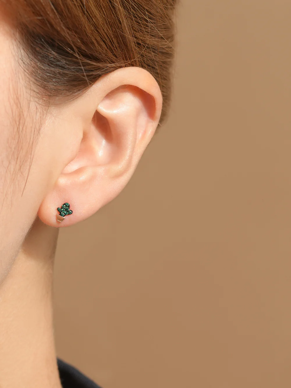 14K Gold Cutie Cactus Cartilage Earring 18G - Image 2