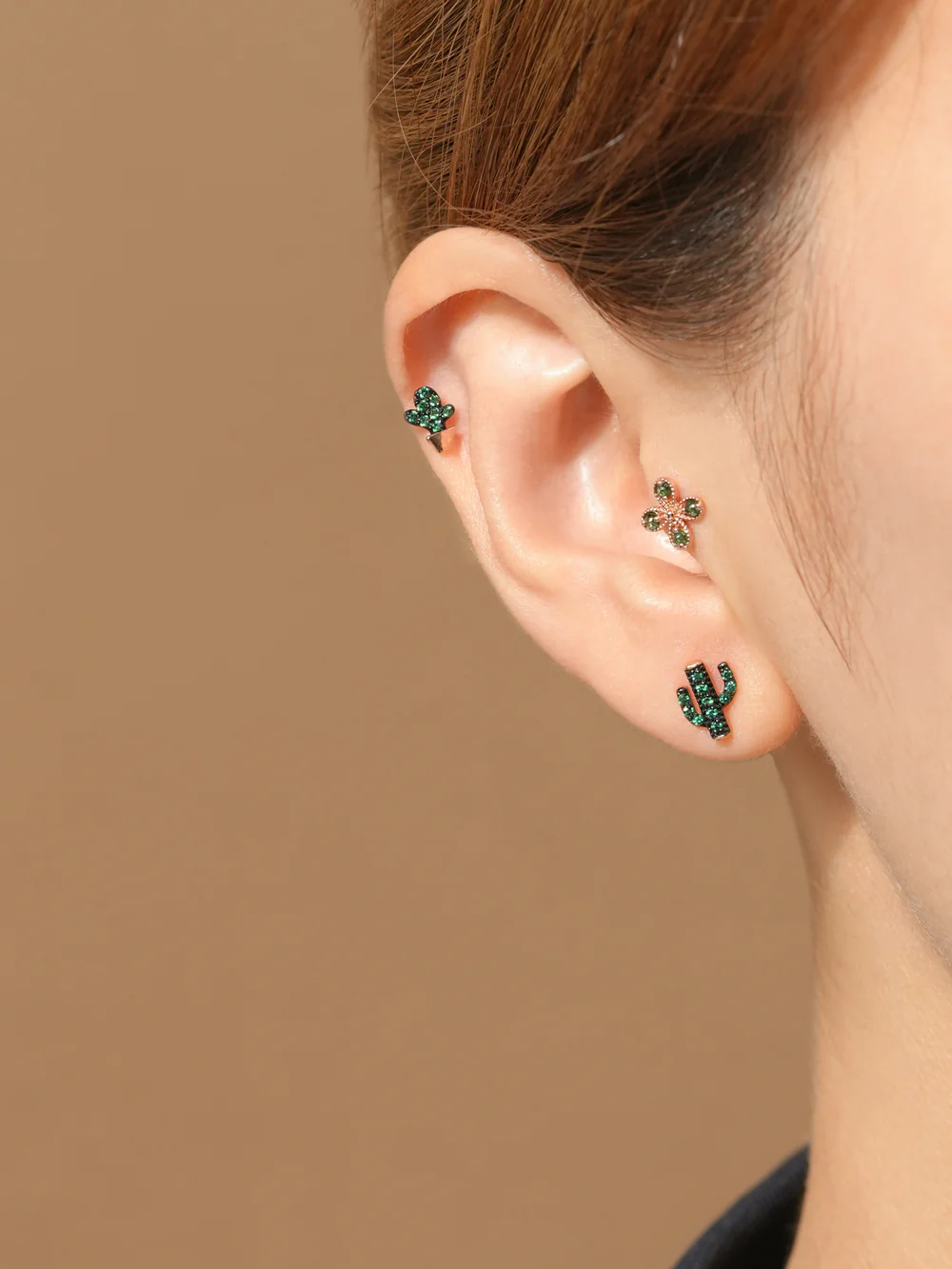 14K Gold Cutie Cactus Cartilage Earring 18G - Image 4