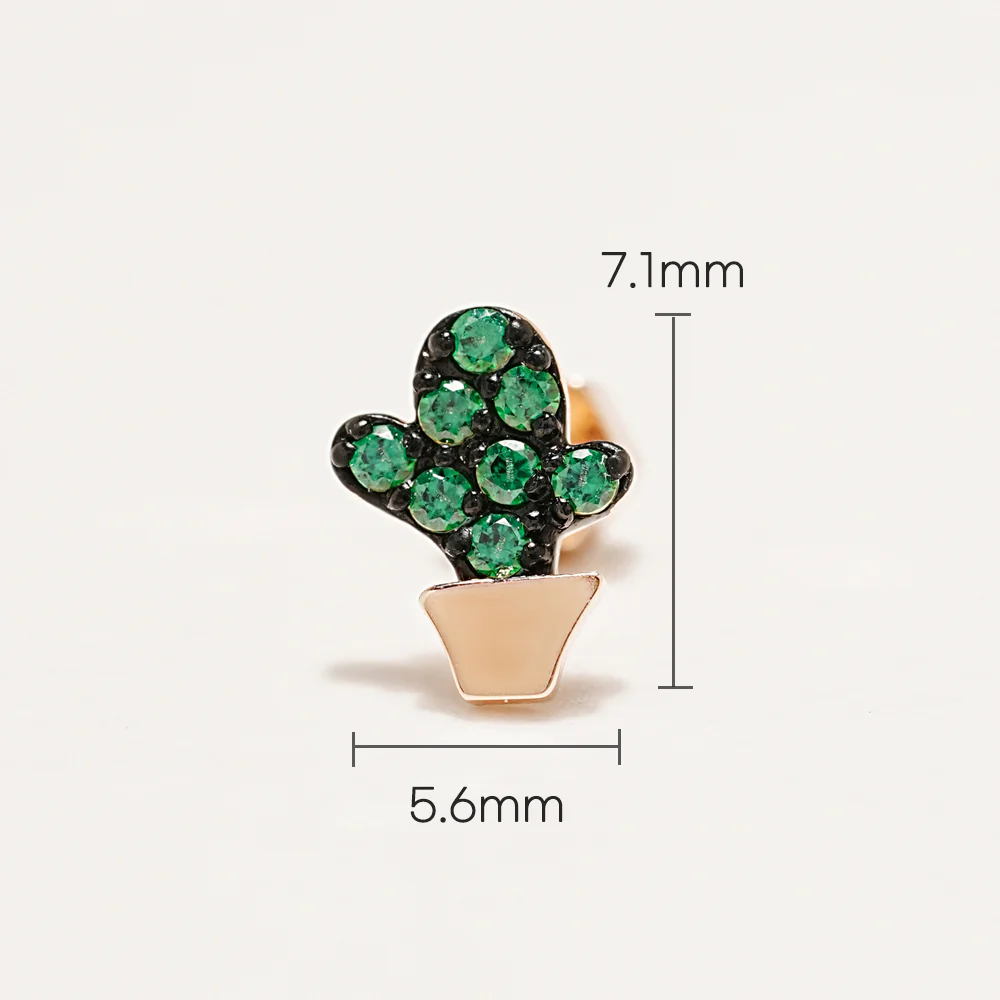 14K Gold Cutie Cactus Cartilage Earring 18G - Image 6