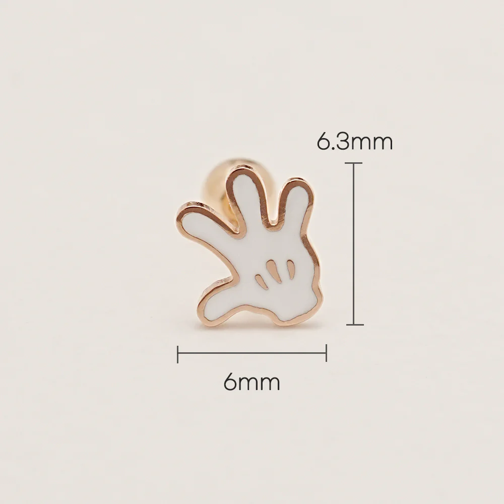 14K Gold Cutie Glove Cartilage Earring 20G - Image 6