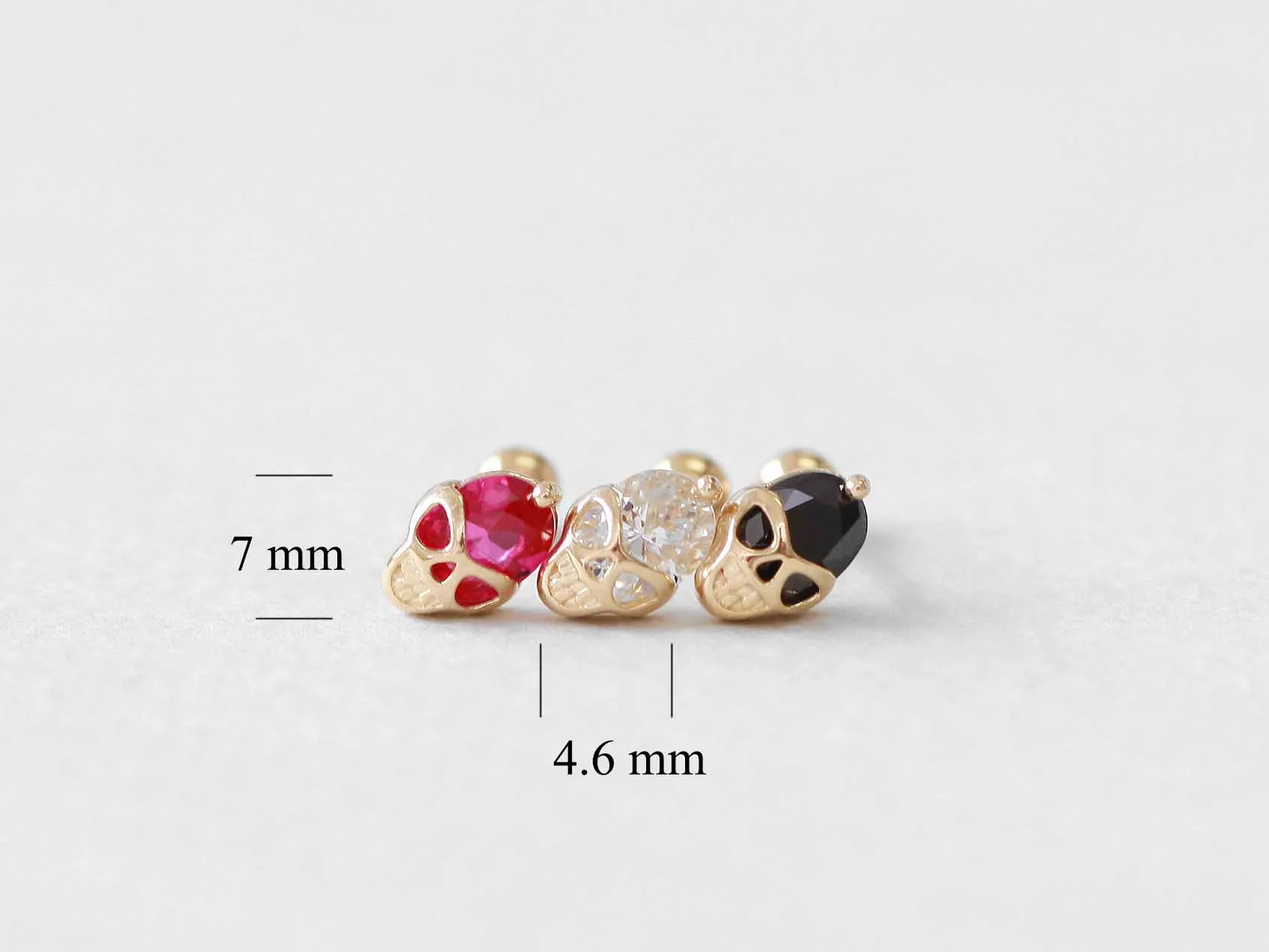 14K gold Cutie Skull cartilage earring 18g16g - Image 10