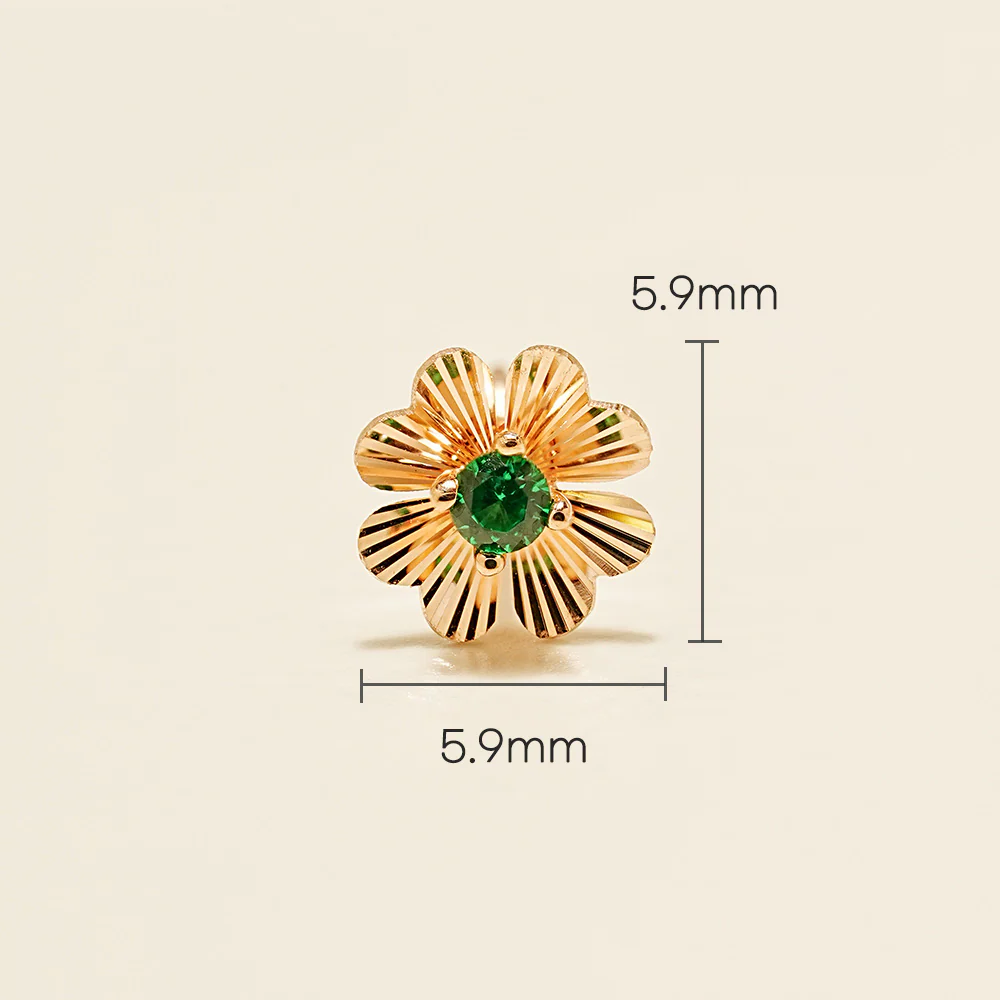 14K Gold Cutting 4 Petal Clover Cartilage Earring 18G16G - Image 13
