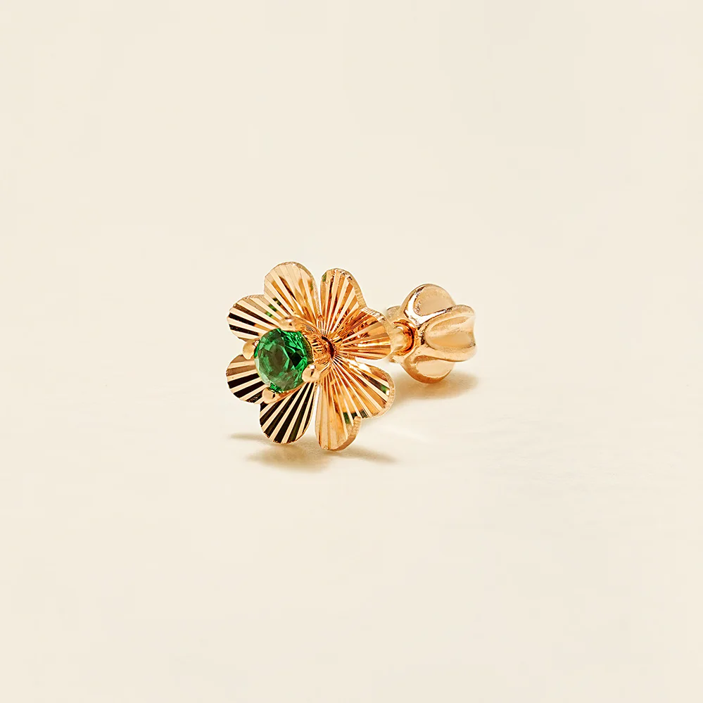 14K Gold Cutting 4 Petal Clover Cartilage Earring 18G16G - Image 14