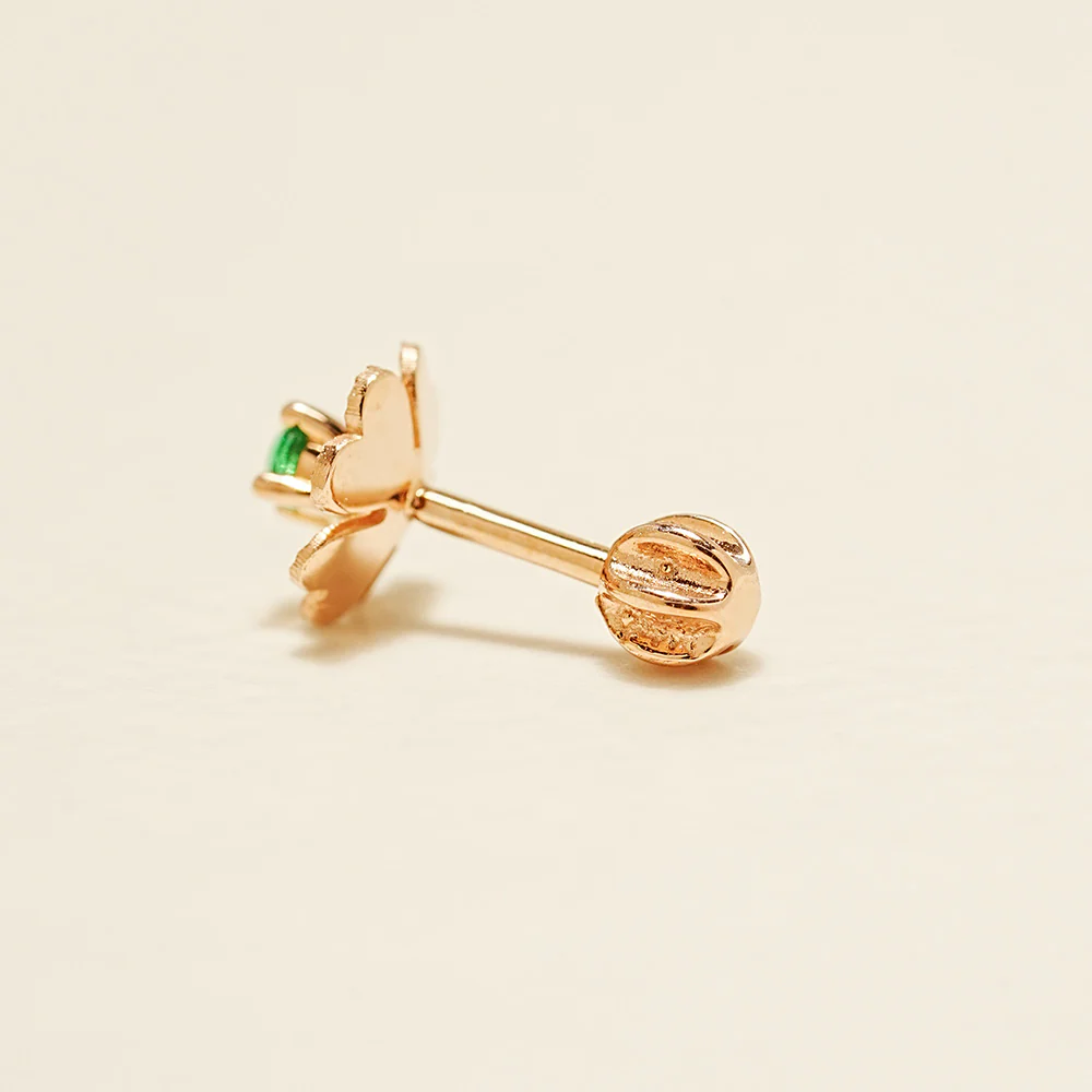 14K Gold Cutting 4 Petal Clover Cartilage Earring 18G16G - Image 15