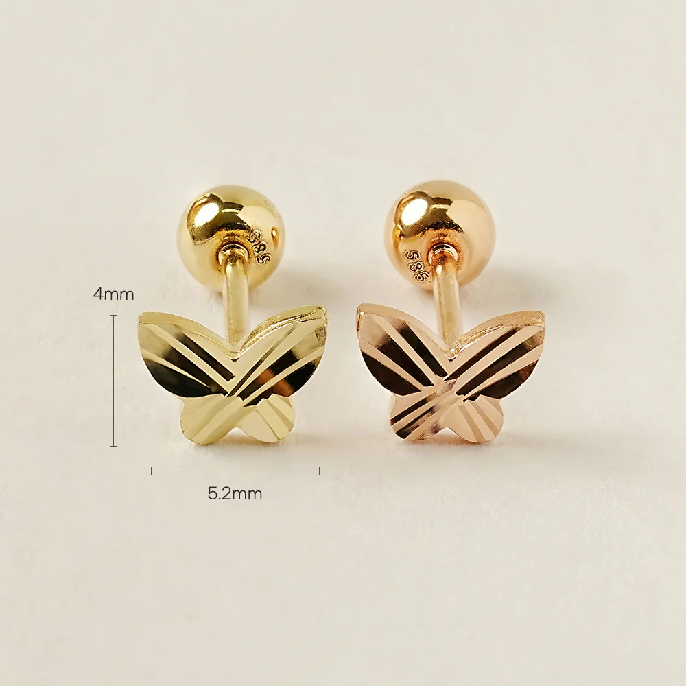 14K Gold Cutting Butterfly Cartilage Earring 20G - Image 5