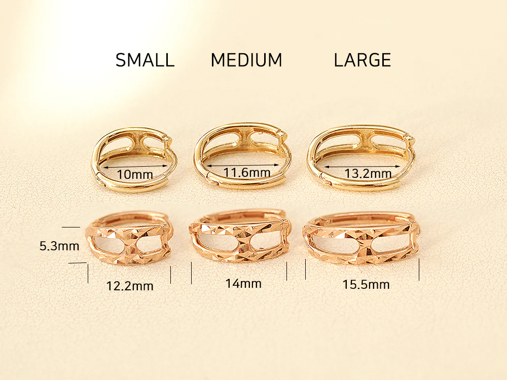 14K Gold Cutting H Hoop Earring - Image 10