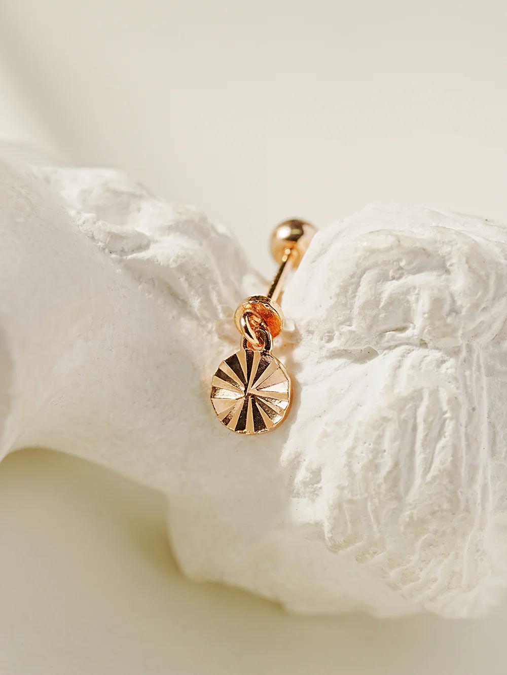 14K Gold Cutting Round Drop Cartilage Earring 20G - Image 5