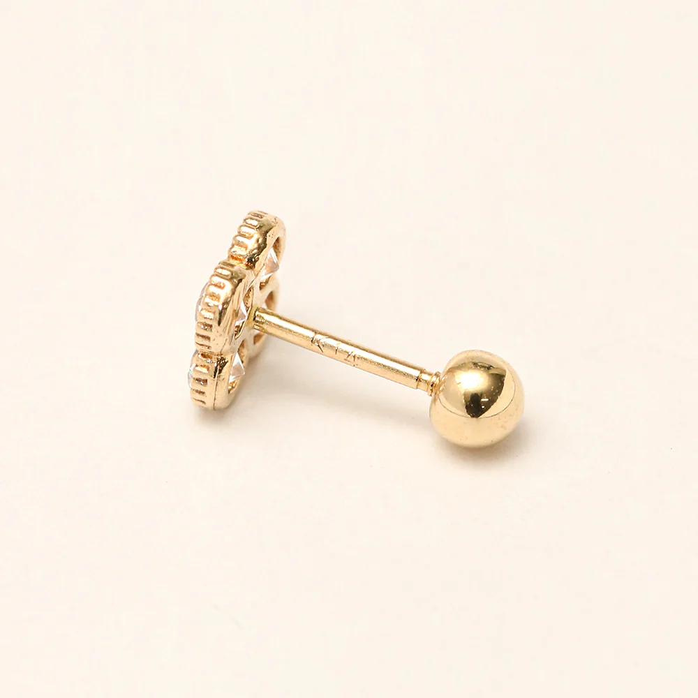 14K Gold CZ Clover Cartilage Earring 20G18G16G - Image 12