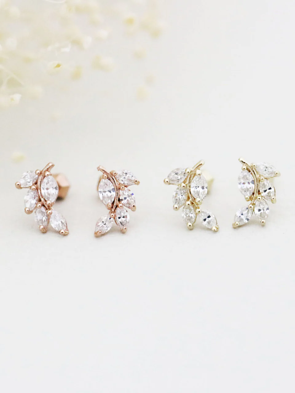 14K Gold CZ Leaf Cartilage Earring 18G16G - Image 8