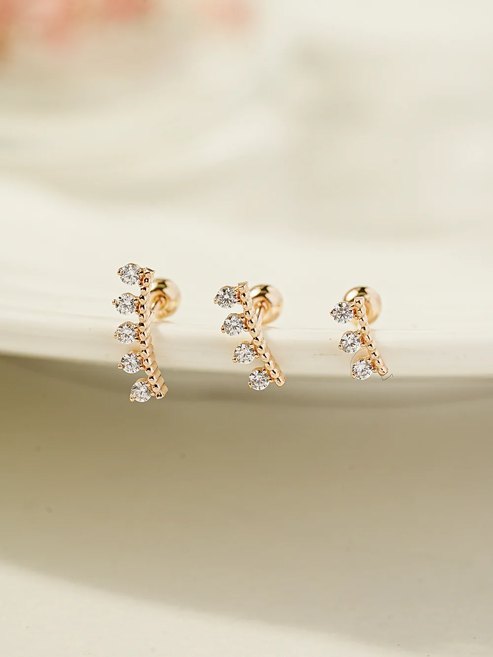 14K Gold CZ Tiara Cartilage Earring 20G18G16G - Image 11