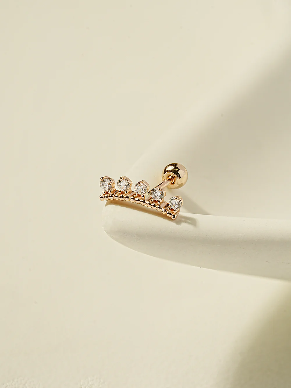 14K Gold CZ Tiara Cartilage Earring 20G18G16G - Image 13