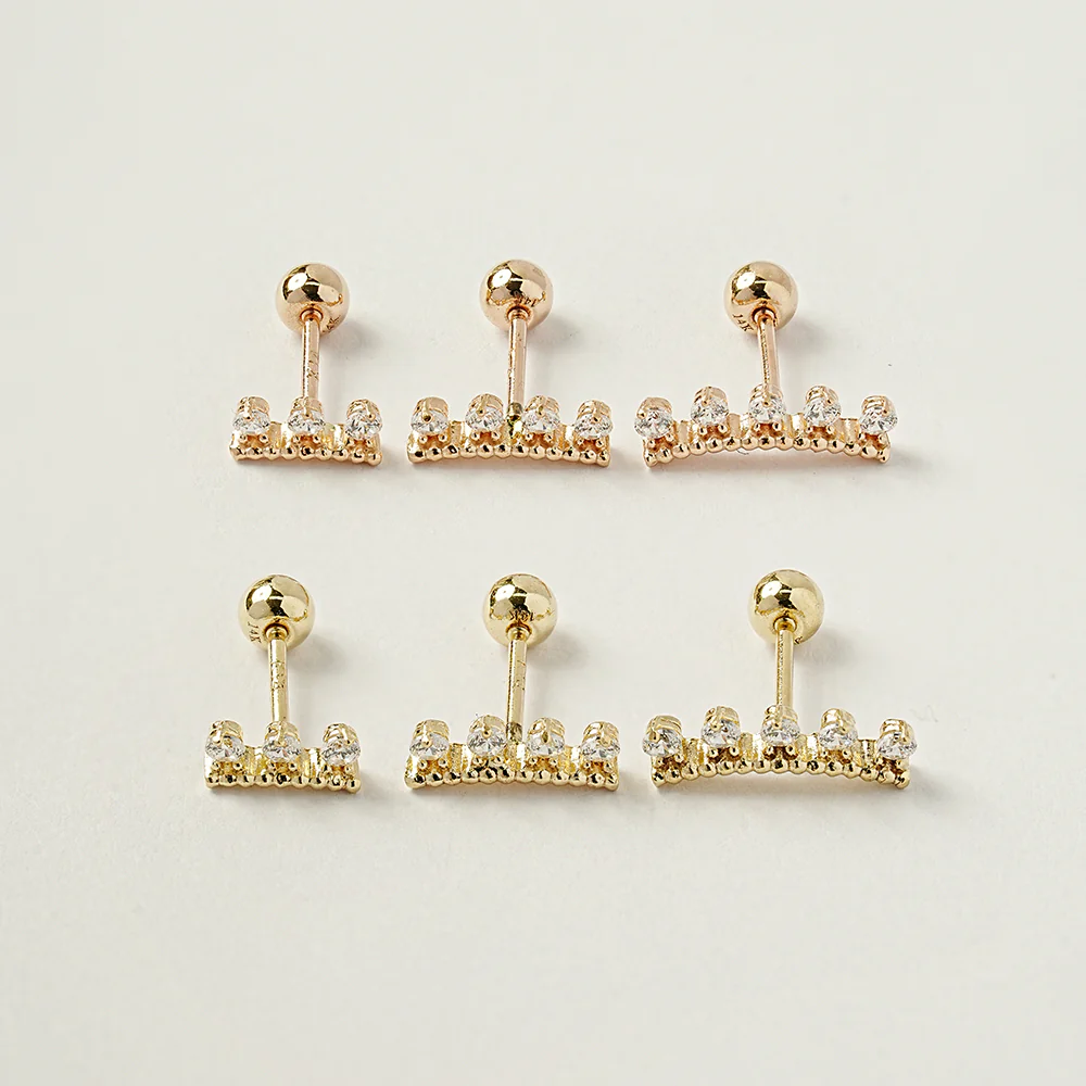 14K Gold CZ Tiara Cartilage Earring 20G18G16G - Image 17