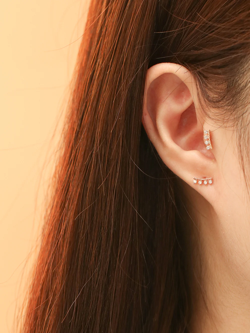 14K Gold CZ Tiara Cartilage Earring 20G18G16G - Image 2