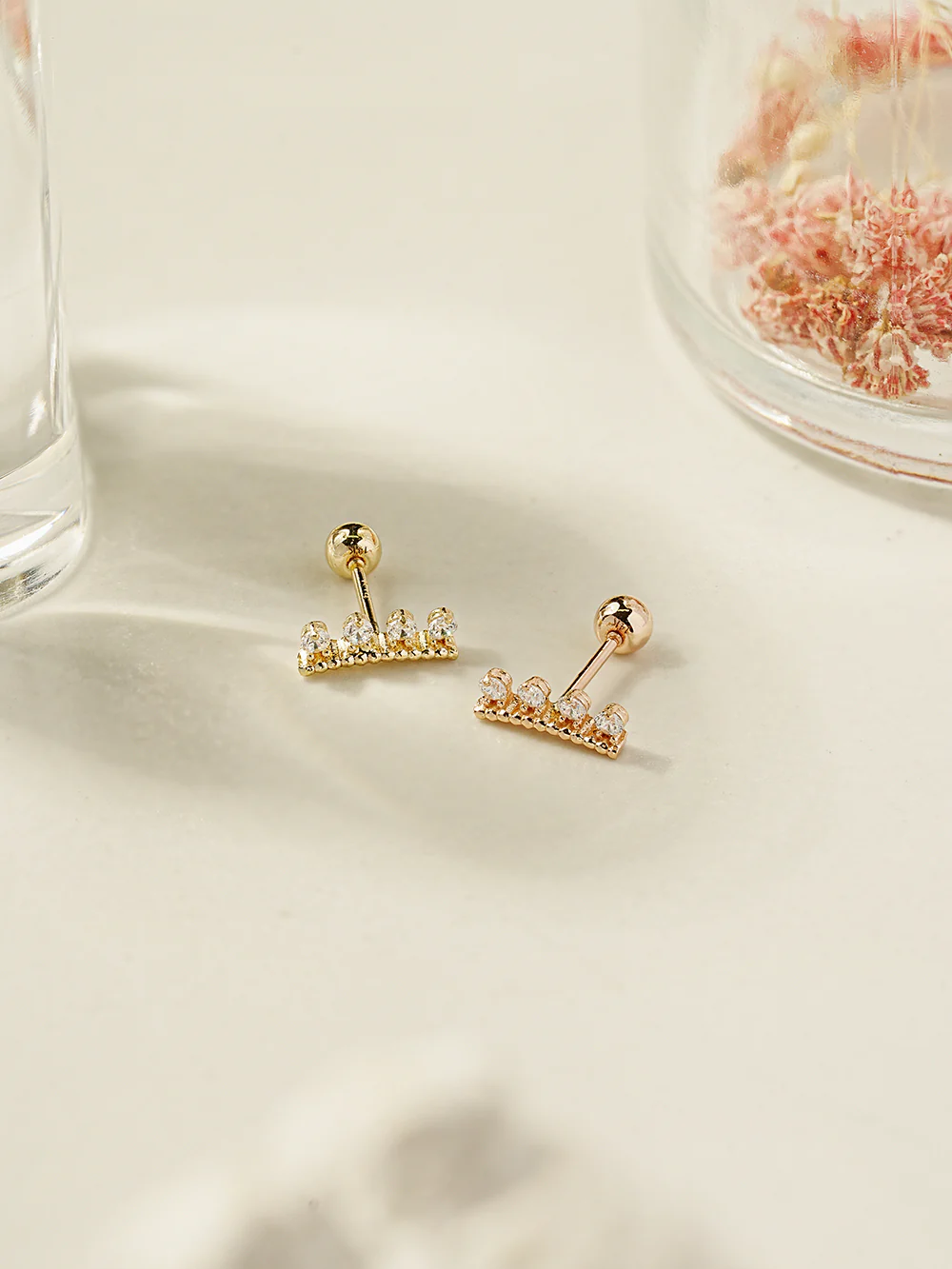 14K Gold CZ Tiara Cartilage Earring 20G18G16G - Image 3