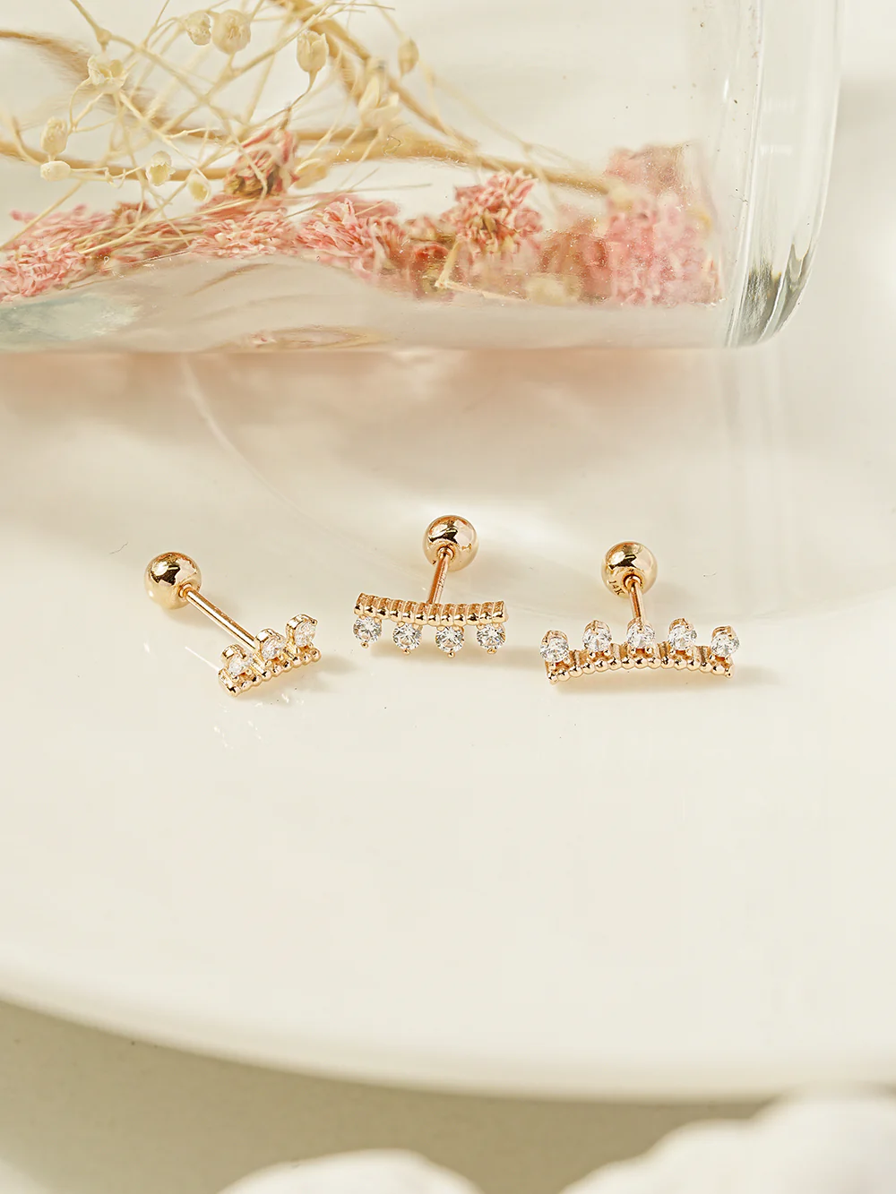 14K Gold CZ Tiara Cartilage Earring 20G18G16G - Image 5