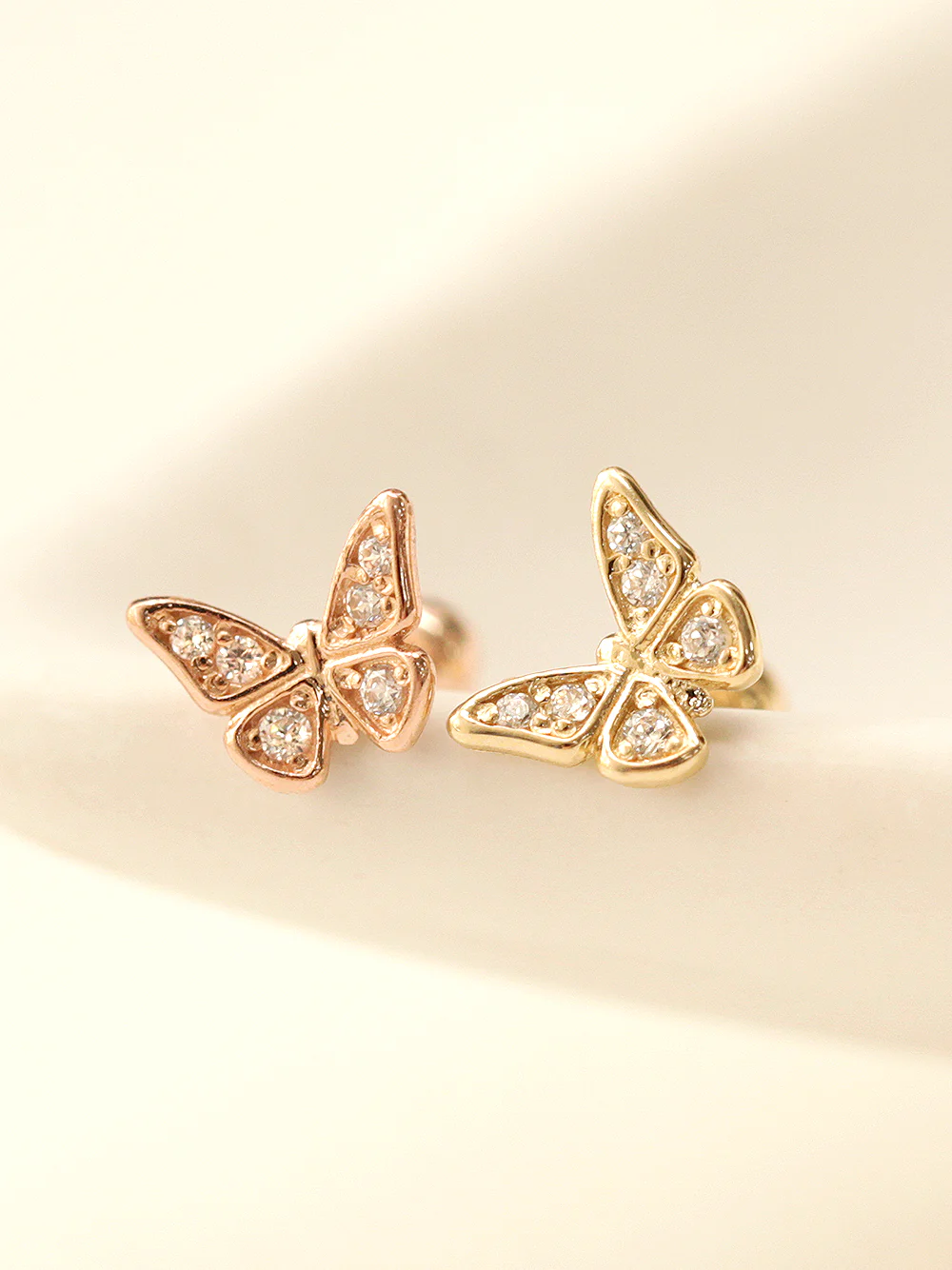14K Gold Daily Butterfly Cubic Cartilage Earring 20G18G16G - Image 2