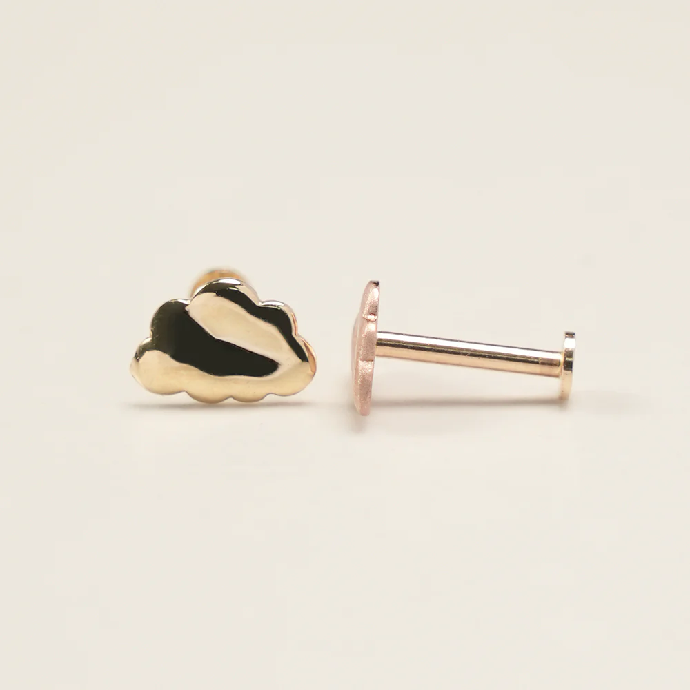 14K Gold Daily Cloud Internally Threaded Labret Piercing 18G16G - Image 13