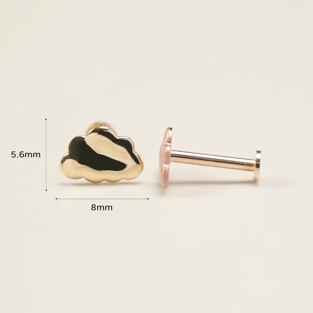 14K Gold Daily Cloud Internally Threaded Labret Piercing 18G16G - Image 16