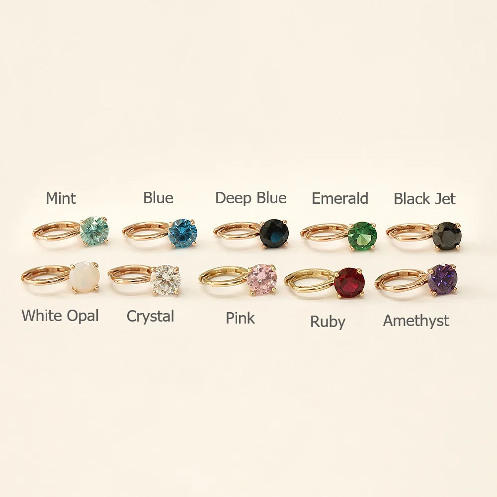 14K Gold Daily Colorful Cubic Hoop Earring - Image 13