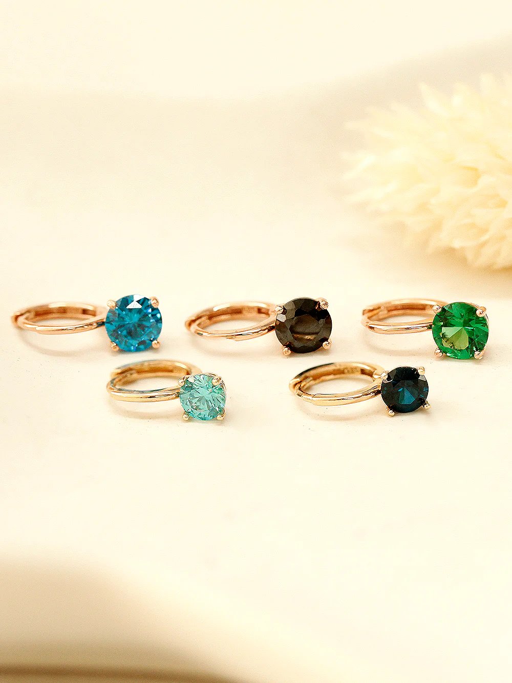 14K Gold Daily Colorful Cubic Hoop Earring - Image 5