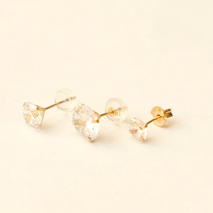 14K Gold Daily Cubic Stud Earring - Image 11